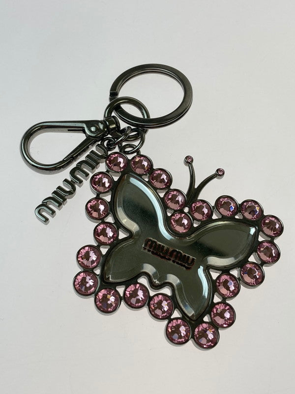 【中古品】【レディース】 Miu Miu ミュウ ミュウ 5AP677 BUTTERFLY KEY CHARM キーチャーム キーホルダー 182-241102-AS-21-min カラー：ピンク/シルバー 万代Net店