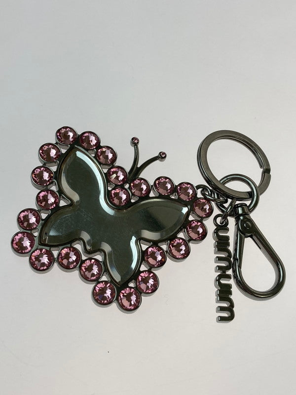 【中古品】【レディース】 Miu Miu ミュウ ミュウ 5AP677 BUTTERFLY KEY CHARM キーチャーム キーホルダー 182-241102-AS-21-min カラー：ピンク/シルバー 万代Net店