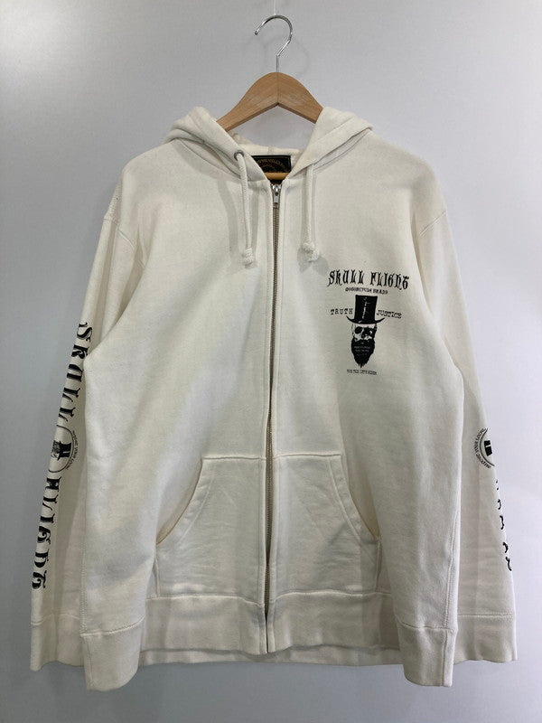 【中古品】【メンズ】  SKULLFLIGHT スカルフライト ZIP-UP HOODIE フルジップパーカー 145-241102-AS-41-min サイズ：XL カラー：ホワイト 万代Net店