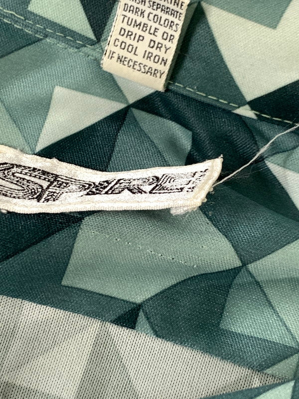 【現状渡し品】【メンズ】 SPIRE スパイアー USA製 70S POLYESTER OPEN COLLAR SHIRT 70年代 ポリエステル オープンカラーシャツ メンズシャツ 長袖 カルフォルニア 146-241031-em-13-min サイズ：L カラー：グリーン系 万代Net店