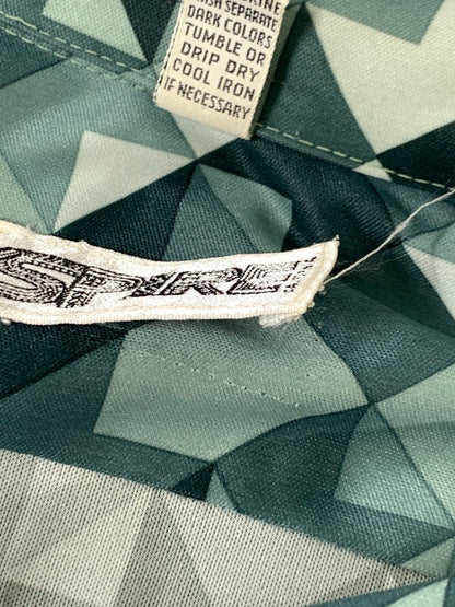 【現状渡し品】【メンズ】 SPIRE スパイアー USA製 70S POLYESTER OPEN COLLAR SHIRT 70年代 ポリエステル オープンカラーシャツ メンズシャツ 長袖 カルフォルニア 146-241031-em-13-min サイズ：L カラー：グリーン系 万代Net店