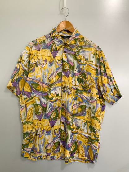 【中古品】【メンズ】 Ermenegildo Zegna エルメネジルド ゼニア イタリア製 HAWAIIAN SHIRT ハワイアンシャツ 半袖トップス 146-241104-me-29-min サイズ：M カラー：イエロー/グリーン系 万代Net店