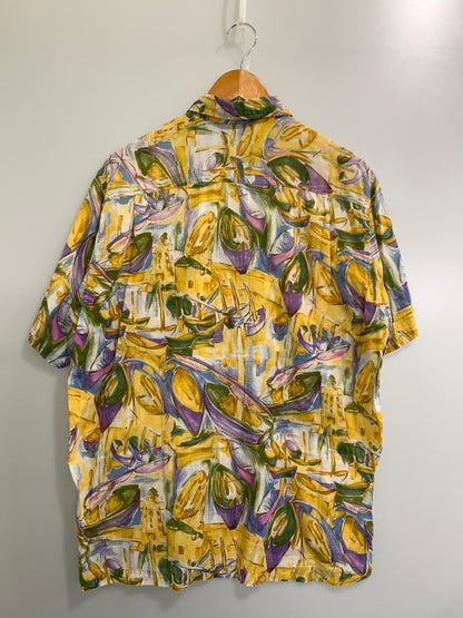 【中古品】【メンズ】 Ermenegildo Zegna エルメネジルド ゼニア イタリア製 HAWAIIAN SHIRT ハワイアンシャツ 半袖トップス 146-241104-me-29-min サイズ：M カラー：イエロー/グリーン系 万代Net店