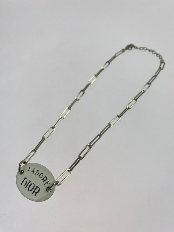 【中古美品】【メンズ】 Christian Dior クリスチャンディオール J'ADORE ジャドール ロゴプレート チェーンネックレス シルバー 182-241104-em-15-min 万代Net店