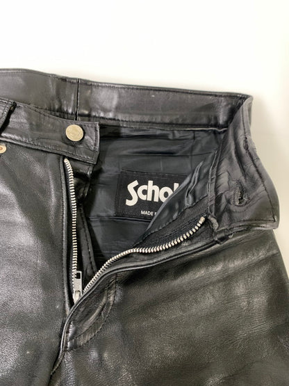 【現状渡し品】【メンズ】 schott ショット LEATHER PANTS USA製 レザーパンツ アメリカ製 メンズ  156-241031-em-19-min サイズ：28 カラー：ブラック 万代Net店