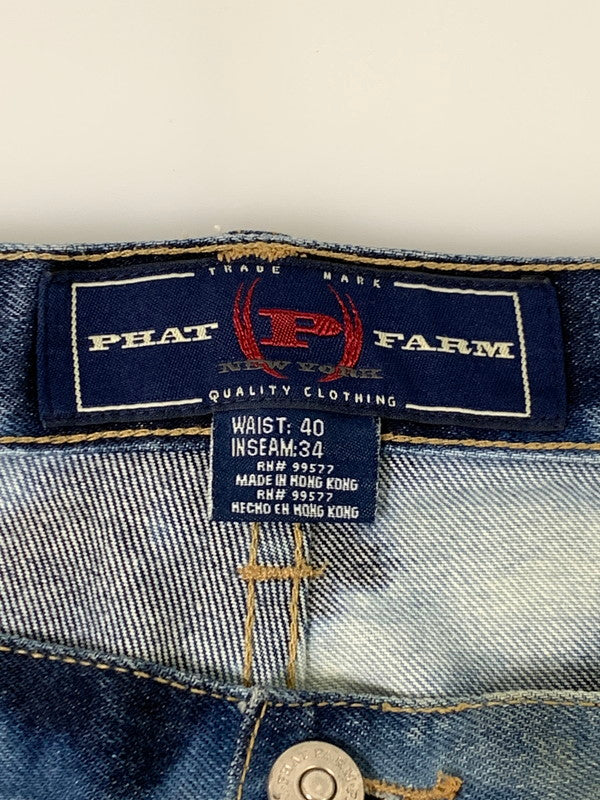 【中古品】【メンズ】  PHAT FARM ファットファーム BLEACH DENIM CARGO PANTS OP491401 ブリーチ デニム カーゴパンツ メンズ ジーンズ 157-241031-em-22-min サイズ：40×34 カラー：インディゴ 万代Net店