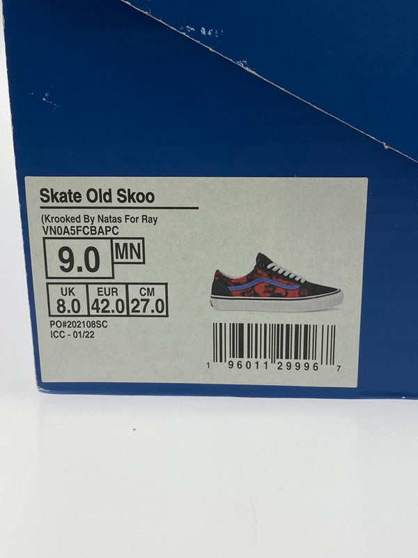 【中古品】【メンズ】 VANS バンズ VN0A5FCBAPC OLD SKOOL KROOKED BY NATAS FOR RAY BLACK RED BLUE 靴 シューズ スニーカー 163-241103-AS-6-min サイズ：27cm カラー：レッド/ブラック 万代Net店