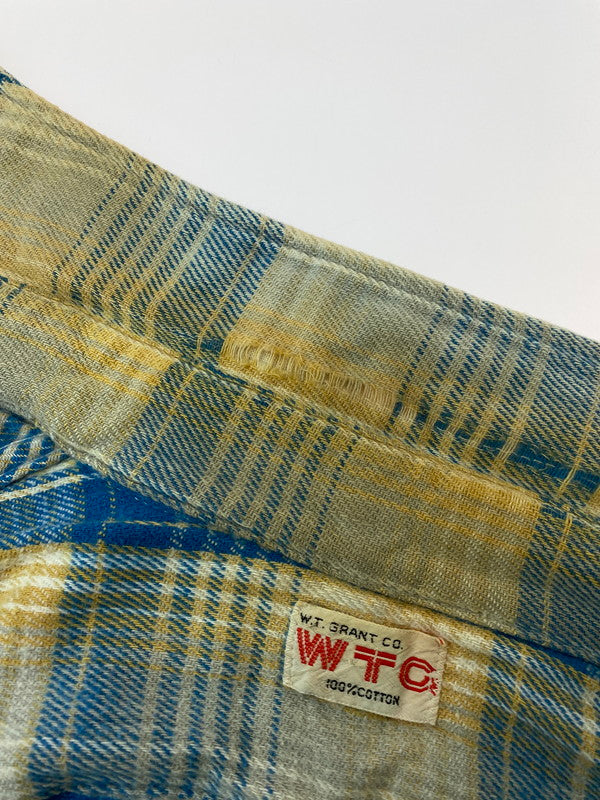 【現状渡し品】【メンズ】  W.T.GRANT CO. ダブリューティーグラント 60'S HEAVY FLANNEL SHIRTS ヘビー フランネルシャツ 長袖トップス 146-241104-me-41-min カラー：ブルー/イエロー チェック柄 万代Net店