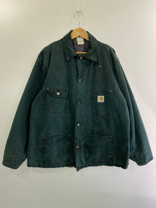 【中古品】【メンズ】 Carhartt カーハート CRAFTED WITH PRIDE IN USA  80S ミシガンチョアコート カバーオール クラフテッドウィズプライド ジャケト アウター 146-241105-me-01-min サイズ：L カラー：グリーン系 万代Net店