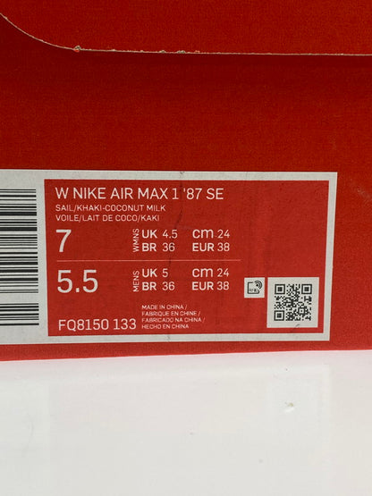 【中古美品】【レディース】 NIKE ナイキ FQ8150-133 WMNS AIR MAX 1 '87 SE "HANGUL DAY" ウィメンズ エア マックス スニーカー シューズ 靴 166-241104-me-05-min サイズ：24cm US7 カラー：SAIL/KHAKI-COCONUT MILK 万代Net店