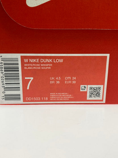 【中古美品】【メンズ】 NIKE ナイキ DD1503-118 WMNS DUNK LOW ウィメンズ ダンク ロー スニーカー シューズ 靴 166-241104-me-04-min サイズ：24cm US7 カラー：WHITE/ROSE WHISPER 万代Net店