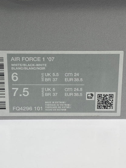 【中古美品】【メンズ】 NIKE ナイキ FQ4296-101 AIR FORCE 1 '07 エアフォース スニーカー シューズ 靴 166-241104-me-07-min サイズ：24.0cm US6 カラー：WHITE/BLACK-WHITE 万代Net店