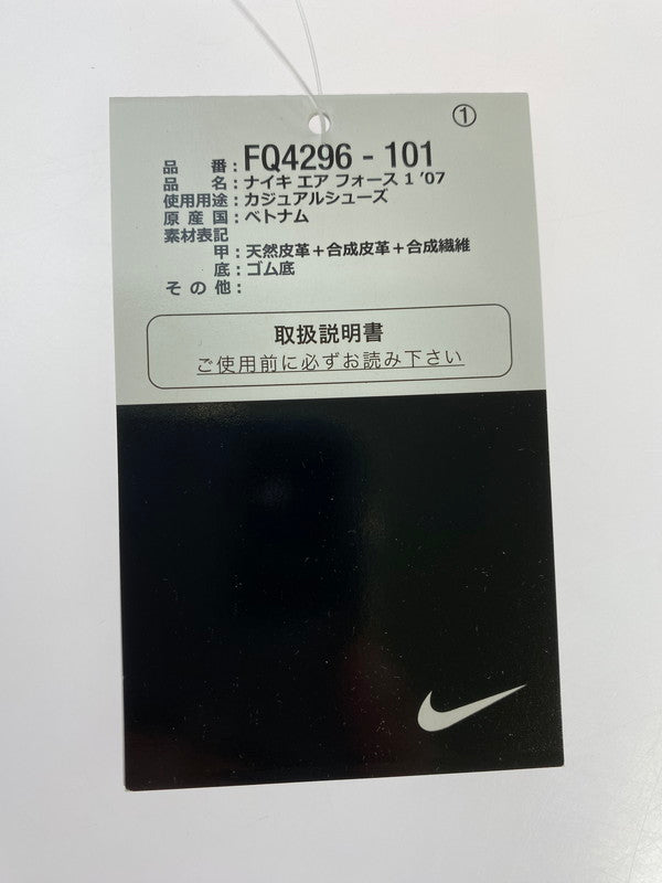 【中古美品】【メンズ】 NIKE ナイキ FQ4296-101 AIR FORCE 1 '07 エアフォース スニーカー シューズ 靴 166-241104-me-07-min サイズ：24.0cm US6 カラー：WHITE/BLACK-WHITE 万代Net店