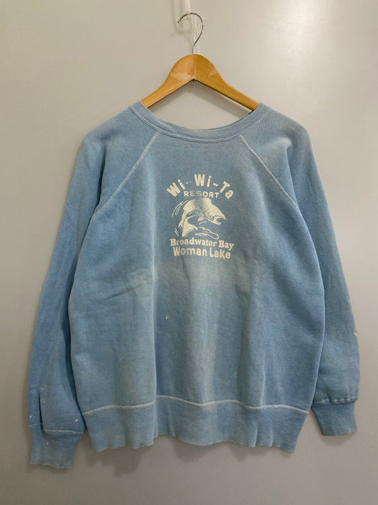 【現状渡し品】【メンズ】  VINTAGE 50-60S WI-WI-TA RESORT RAGLAN SWEATSHIRT ラグラン スウェットシャツ 長袖トップス ヴィンテージ 146-241105-me-59-min カラー：水色 万代Net店