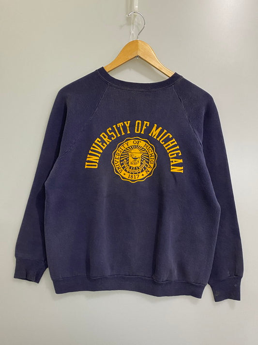 【現状渡し品】【メンズ】  VINTAGE 60S UNIVERSITY OF MICHIGAN COLLEGE LOGO RAGLAN SWEATSHIRT ラグラン スウェットシャツ ヴィンテージ 長袖トップス 146-241105-me-56-min カラー：ネイビー系 万代Net店