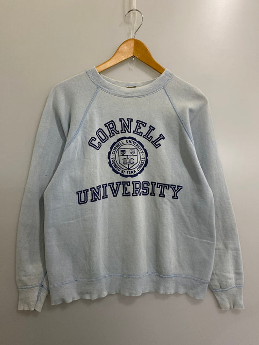 【現状渡し品】【メンズ】 Champion チャンピオン バータグ初期 70S CORNELL UNIVERSITY 染み込みプリント ラグラン スウェットシャツ コーネル ユニバーシティー トップス 146-241105-me-50-min サイズ：L カラー：水色 万代Net店