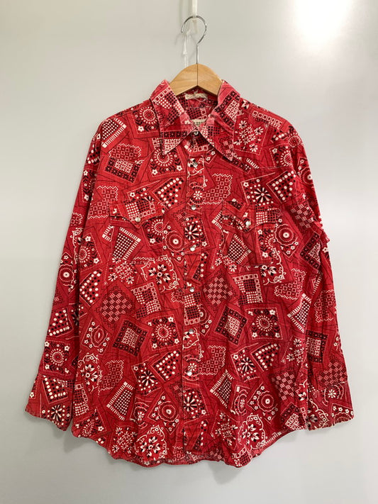 【中古品】【メンズ】  SHEPLERS 70S PAISLEY WESTERN SHIRT シェプラーズ ペーズリー ウェスタン シャツ トップス 146-241113-jt-07-min サイズ：サイズ不明 カラー：レッド/ペーズリー柄 万代Net店