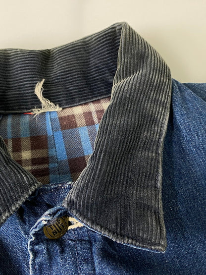 【中古品】【メンズ】  TUFNUT タフナット 50S DENIM COVERALL BLUE CHECK FLANNEL デニム カバーオール  ブルーチェック フランネル アウター ジャケット 146-241105-me-64-min カラー：インディゴ 万代Net店