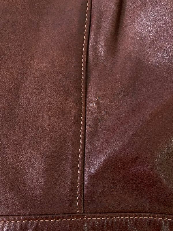 【中古品】【メンズ】  OSHWAHKON オシュワコン 70S LEATHER ZIP-UP JACKET レザー ジップアップ ジャケット アウター 146-241105-me-67-min サイズ：M カラー：ブラウン 万代Net店