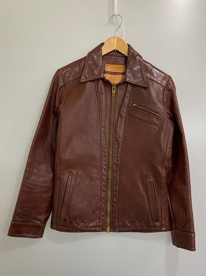 【中古品】【メンズ】  OSHWAHKON オシュワコン 70S LEATHER ZIP-UP JACKET レザー ジップアップ ジャケット アウター 146-241105-me-67-min サイズ：M カラー：ブラウン 万代Net店