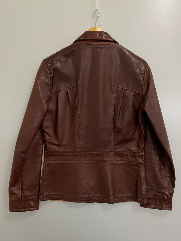 【中古品】【メンズ】  OSHWAHKON オシュワコン 70S LEATHER ZIP-UP JACKET レザー ジップアップ ジャケット アウター 146-241105-me-67-min サイズ：M カラー：ブラウン 万代Net店