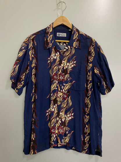 【中古品】【メンズ】  ROYAL HAWAIIAN ロイヤルハワイアン 70'S-80'S アロハシャツ 半袖シャツ 146-241109-AS-61-min サイズ：M カラー：ネイビー 万代Net店