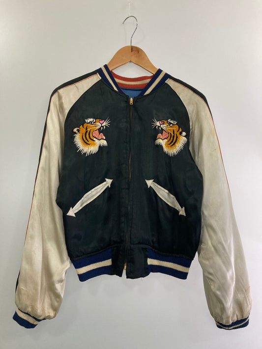 【中古品】【メンズ】 VINTAGE YKK真鍮回転式ジッパー 50S"虎×日本地図"REVERSIBLE SOUVENIR JACKET アウター スカジャン 146-241106-AS-25-min カラー：ブラック/ホワイト 万代Net店