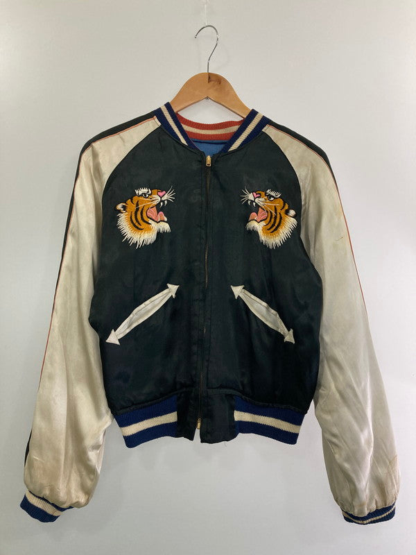 【中古品】【メンズ】  VINTAGE YKK真鍮回転式ジッパー 50S"虎×日本地図"REVERSIBLE SOUVENIR JACKET アウター スカジャン 146-241106-AS-25-min カラー：ブラック/ホワイト 万代Net店