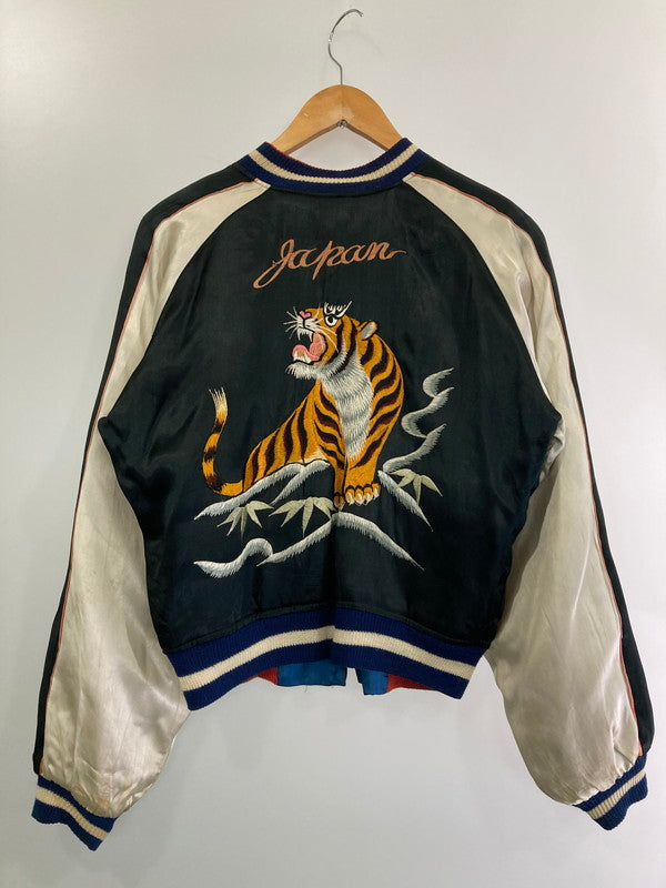 【中古品】【メンズ】  VINTAGE YKK真鍮回転式ジッパー 50S"虎×日本地図"REVERSIBLE SOUVENIR JACKET アウター スカジャン 146-241106-AS-25-min カラー：ブラック/ホワイト 万代Net店