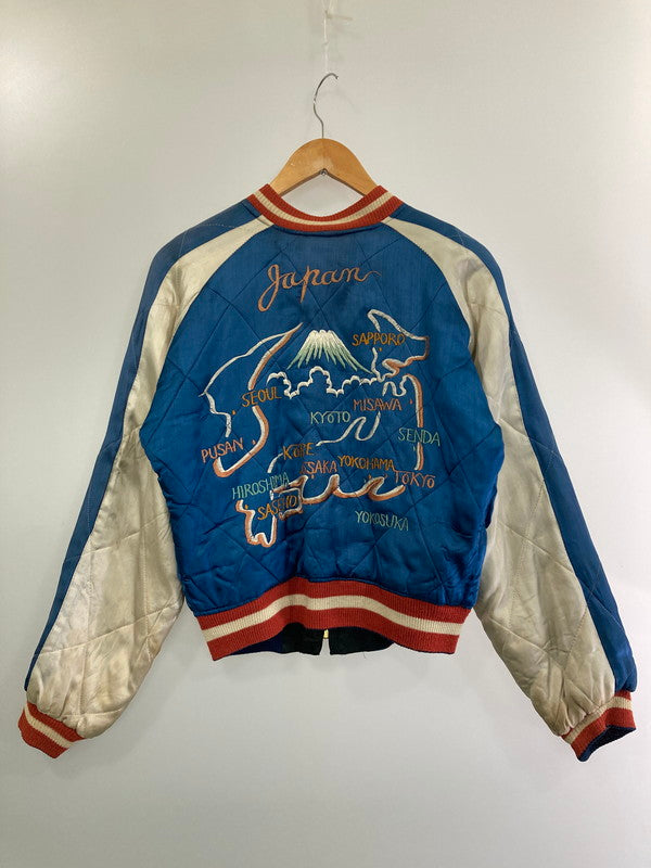 【中古品】【メンズ】  VINTAGE YKK真鍮回転式ジッパー 50S"虎×日本地図"REVERSIBLE SOUVENIR JACKET アウター スカジャン 146-241106-AS-25-min カラー：ブラック/ホワイト 万代Net店