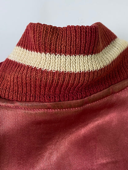 【現状渡し品】【メンズ】 VINTAGE YKK真鍮メッキバタフライジッパー 50S 鷹×韓国地図×龍 REVERSIBLE SOUVENIR JACKET リバーシブル スーベニアジャケット アウター スカジャン ヴィンテージ 146-241105-me-66-min カラー：ネイビー/ボルドー 万代Net店