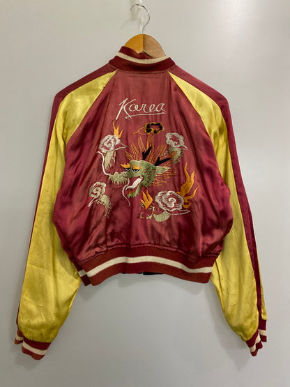 【現状渡し品】【メンズ】 VINTAGE YKK真鍮メッキバタフライジッパー 50S 鷹×韓国地図×龍 REVERSIBLE SOUVENIR JACKET リバーシブル スーベニアジャケット アウター スカジャン ヴィンテージ 146-241105-me-66-min カラー：ネイビー/ボルドー 万代Net店