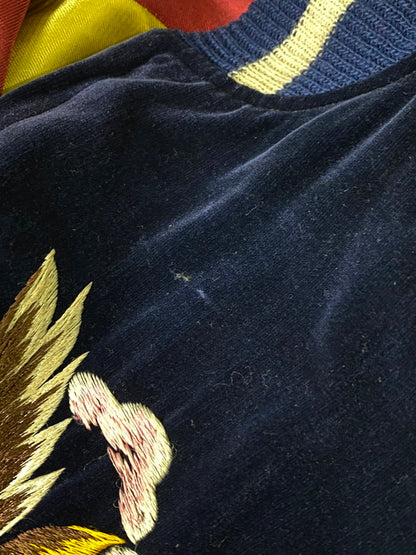 【現状渡し品】【メンズ】 VINTAGE YKK真鍮メッキバタフライジッパー 50S 鷹×韓国地図×龍 REVERSIBLE SOUVENIR JACKET リバーシブル スーベニアジャケット アウター スカジャン ヴィンテージ 146-241105-me-66-min カラー：ネイビー/ボルドー 万代Net店