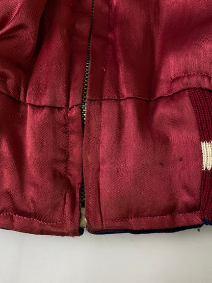 【現状渡し品】【メンズ】 VINTAGE YKK真鍮メッキバタフライジッパー 50S 鷹×韓国地図×龍 REVERSIBLE SOUVENIR JACKET リバーシブル スーベニアジャケット アウター スカジャン ヴィンテージ 146-241105-me-66-min カラー：ネイビー/ボルドー 万代Net店