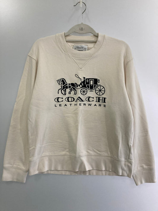 【中古品】【レディース】 COACH コーチ C9116 エバーグリーン ホース アンド キャリッジ クルーネック スウェットシャツ 168-241109-AS-25-min サイズ：XS カラー：ホワイト 万代Net店