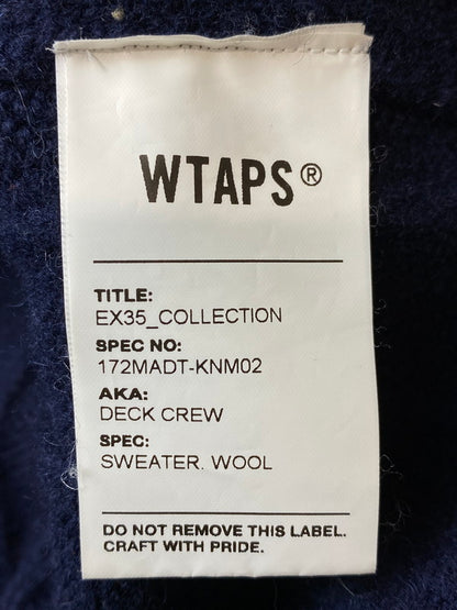 【中古品】【メンズ】 WTAPS ダブルタップス 17AW DECK DREW 172MADT-KNM02 デッキクルー ニットセーター メンズトップス ウィンター 142-241108-em-29-min カラー：ネイビー 万代Net店