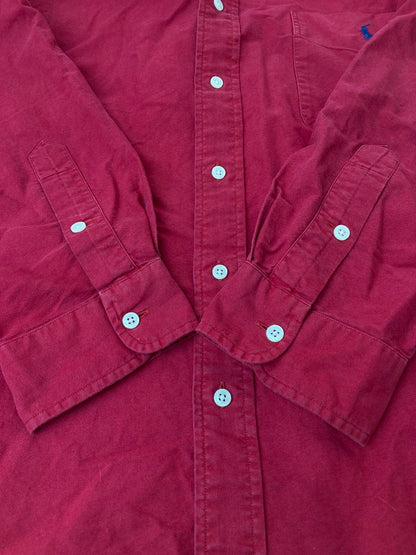 【中古品】【メンズ】 RALPH LAUREN ラルフローレン 90’S”BIG SHIRT” 長袖シャツ オーバーサイズ 146-241106-AS-14-min サイズ：XL カラー：レッド 万代Net店