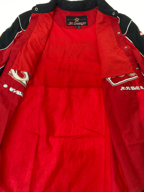 【中古品】【メンズ】  JH DESIGN ジェイエイチデザイン RACING SHIRT 半袖シャツ 146-241106-AS-18-min サイズ：L カラー：レッド/ブラック 万代Net店