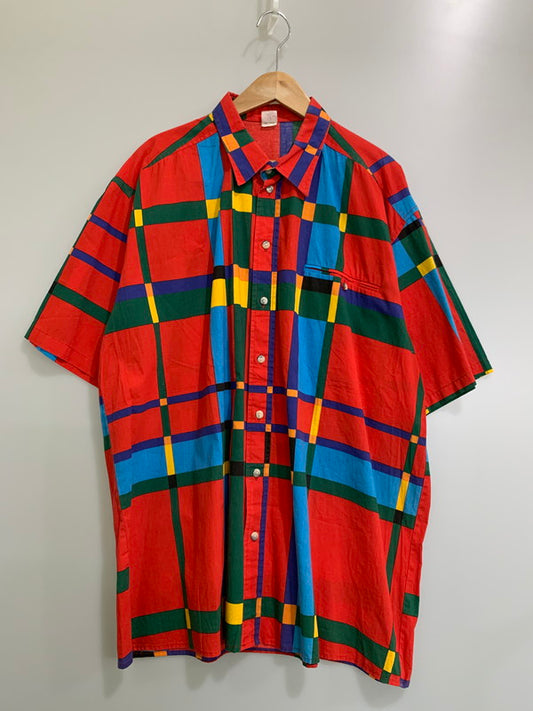 【中古品】【メンズ】 UNKNOWN USED S S COTTON SHIRT アンノウンユーズド ショートスリーブ コットンシャツ トップス 146-260409-SH-09-min サイズ：不明 カラー：マルチカラー 万代Net店