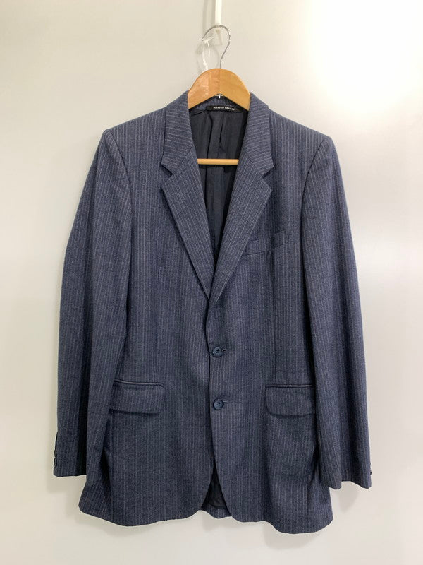 【中古品】【メンズ】 YVES SAINT LAURENT イヴ・サンローラン 本人期 フランス製 70-80S 2B STRIPED TAILORED JACKET ストライプ テイラードジャケット アウター 141-241113-jt-02-min サイズ：サイズ カラー：ネイビー系 万代Net店