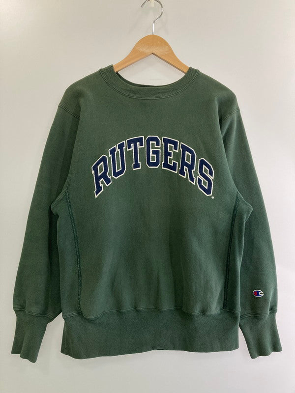 【中古品】【メンズ】 Champion チャンピオン REVERSE WEAVE 90's RUTGERS SWEATSHIRT リバースウィーブ スウェットシャツ トレーナー 刺繍タグ メキシコ製 トップス 146-241113-yn-09-min サイズ：M カラー：オリーブグリーン 万代Net店