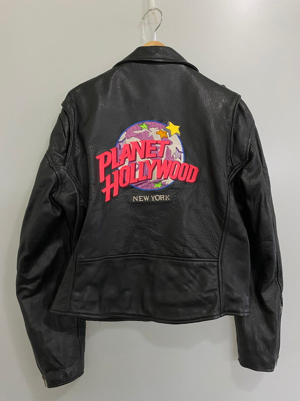 【中古品】【メンズ】  SUPER STITCH スーパー ステッチ 80-90'S PLANET HOLLYWOOD 80-90年代 ダブルライダースジャケット アウター 146-241114-jt-22-min サイズ：サイズ不明 カラー：ブラック 万代Net店