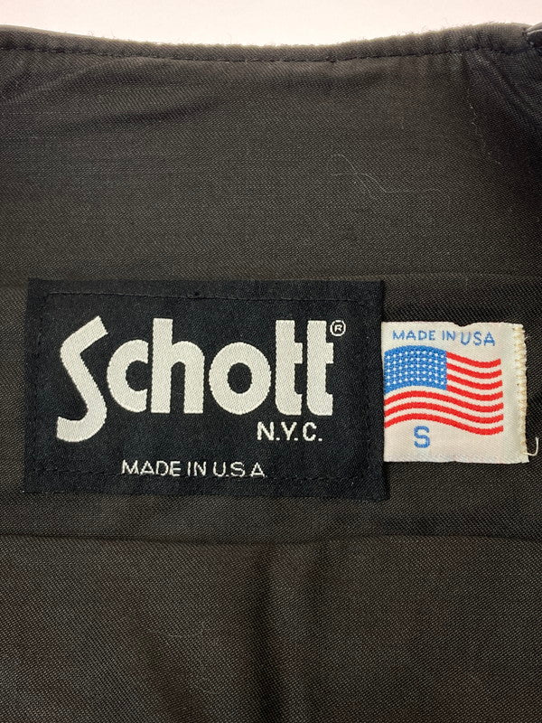 【中古品】【メンズ】 schott ショット レザーベスト トップス 145-241114-jt-01-min サイズ：S カラー：ブラック 万代Net店