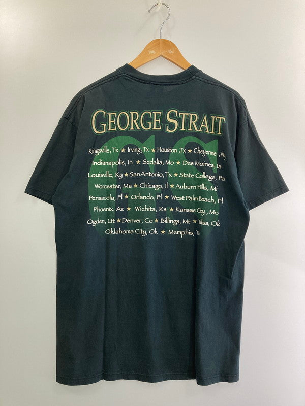 【中古品】【メンズ】  JERZEES ジャージーズ 90S GEORGE STRAIT PRINTED T-SHIRT プリント Tシャツ 半袖トップス 146-241115-me-33-min サイズ：L カラー：ブラック系 万代Net店