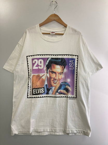 【中古品】【メンズ】  ANVIL c1992 90S ELVIS PRESLEY PRINTED T-SHIRT 90年代エルヴィス・プレスリー プリント Tシャツ トップス 146-241114-jt-12-min サイズ：XL カラー：ホワイト 万代Net店