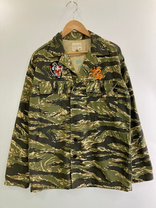 【中古品】【メンズ】 FULLCOUNT フルカウント CAMO SOUVENIR JACKET 2907 カモ スーベニア ジャケット ライトアウター 145-241114-jt-02-min サイズ：38 カラー：グリーン/カモフラ 万代Net店