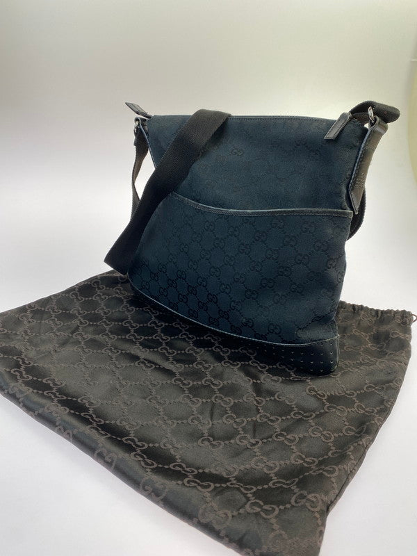 【中古品】【メンズ/レディース】 GUCCI グッチ GGキャンバス ショルダーバッグ 145857 鞄 180-241115-jt-16-min カラー：ブラック 万代Net店