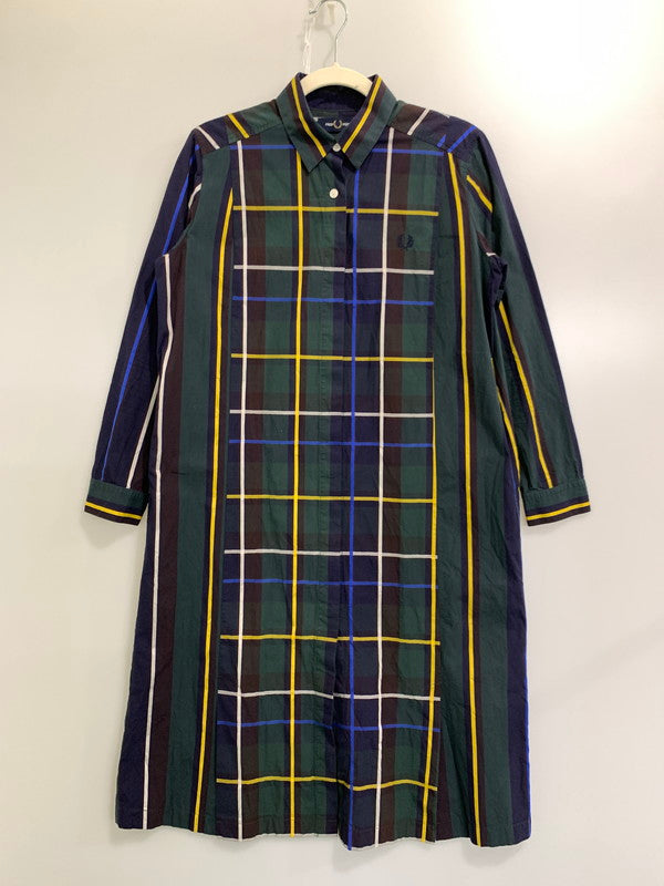 【中古品】【レディース】 FRED PERRY フレッドペリー PANELLED WOVEN SHIRT DRESS F8515 パネル切替シャツドレス 170-241121-yn-15-min サイズ：UK10 カラー：ネイビー他 万代Net店