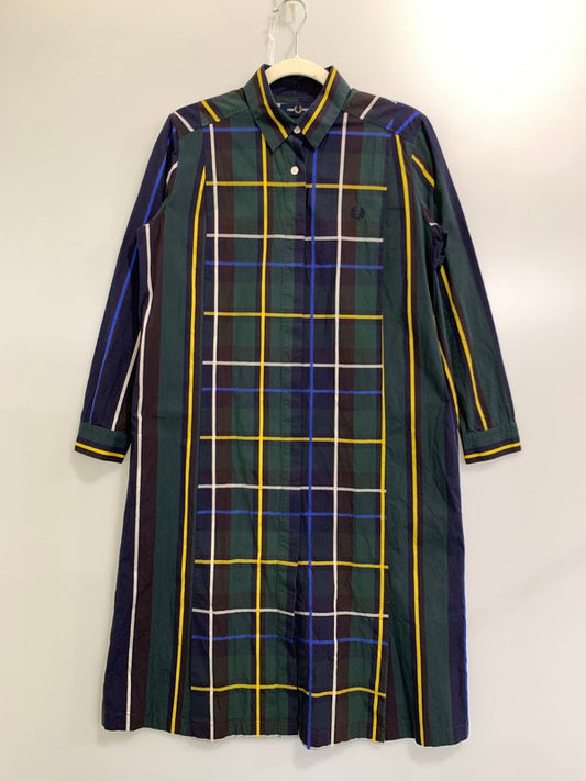 【中古品】【レディース】 FRED PERRY フレッドペリー PANELLED WOVEN SHIRT DRESS F8515 パネル切替シャツドレス 170-241121-yn-15-min サイズ：UK10 カラー：ネイビー他 万代Net店