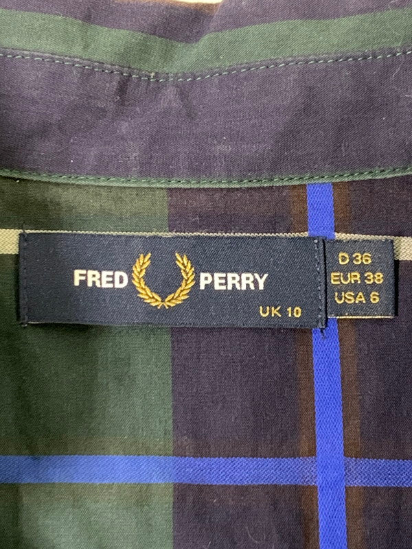 【中古品】【レディース】 FRED PERRY フレッドペリー PANELLED WOVEN SHIRT DRESS F8515 パネル切替シャツドレス 170-241121-yn-15-min サイズ：UK10 カラー：ネイビー他 万代Net店